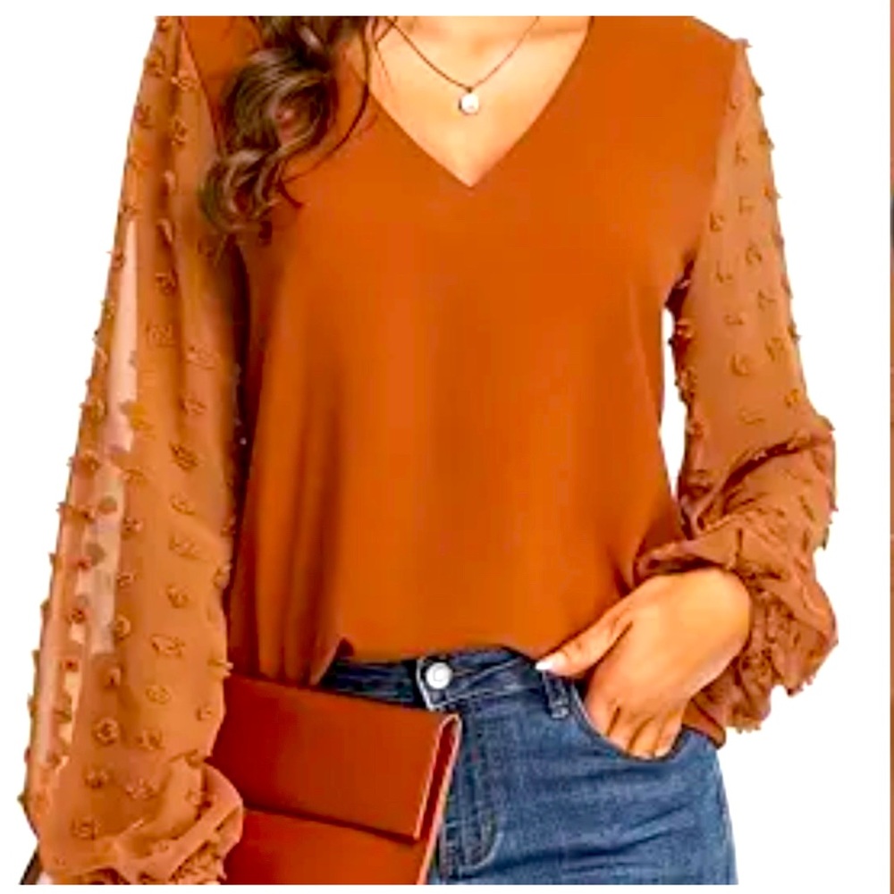 NWOT Burnt Orange Long sleeved blouse